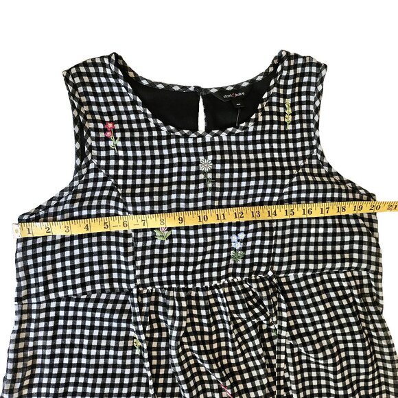 NWT STORK & BABE Black & White Gingham Flower Embroidered Maternity Top Size Med - Picture 3 of 7